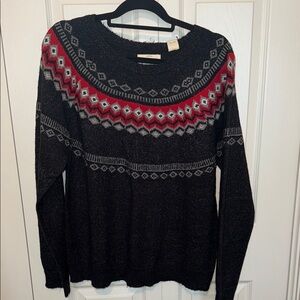 Weatherproof Black and Red Patterned Sweater NWT XXL